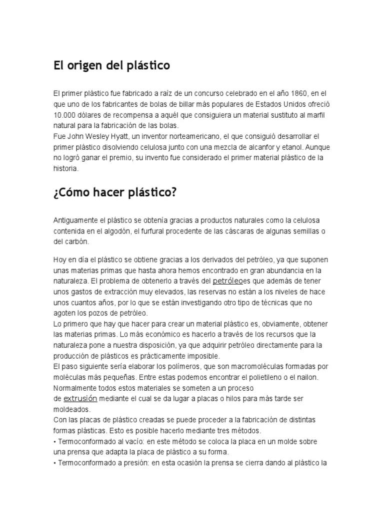 resumen de la historia del plastico - Cómo fue el descubrimiento del plástico