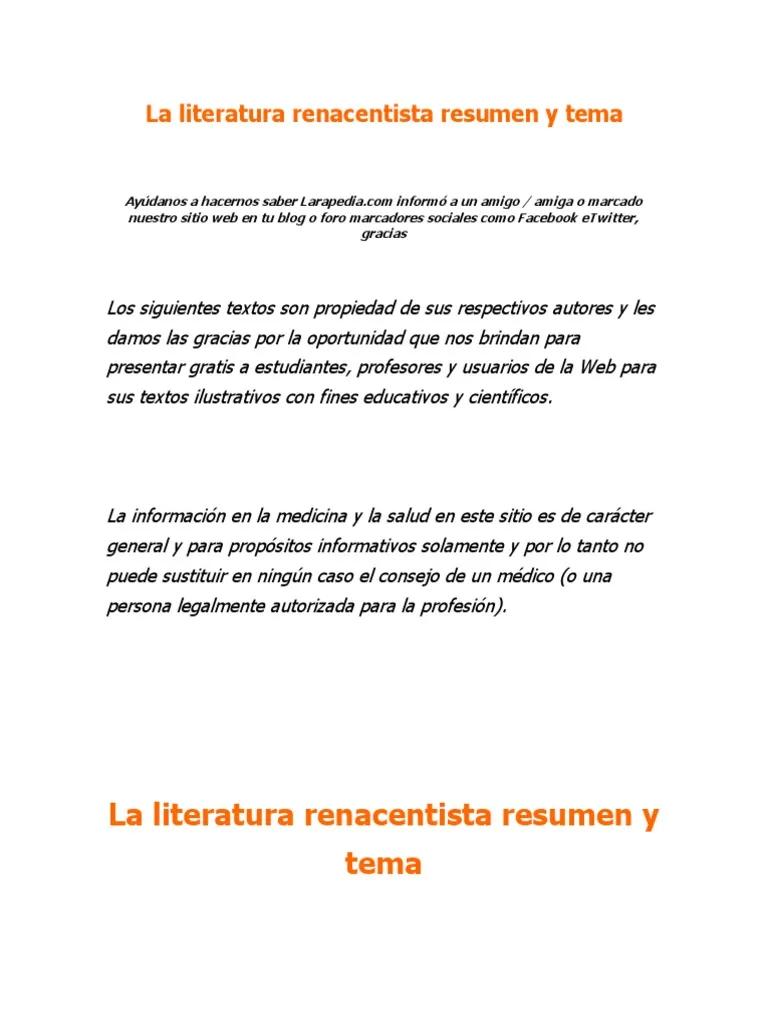 resumen de la literatura renacentista - Cuál es el origen de la literatura renacentista
