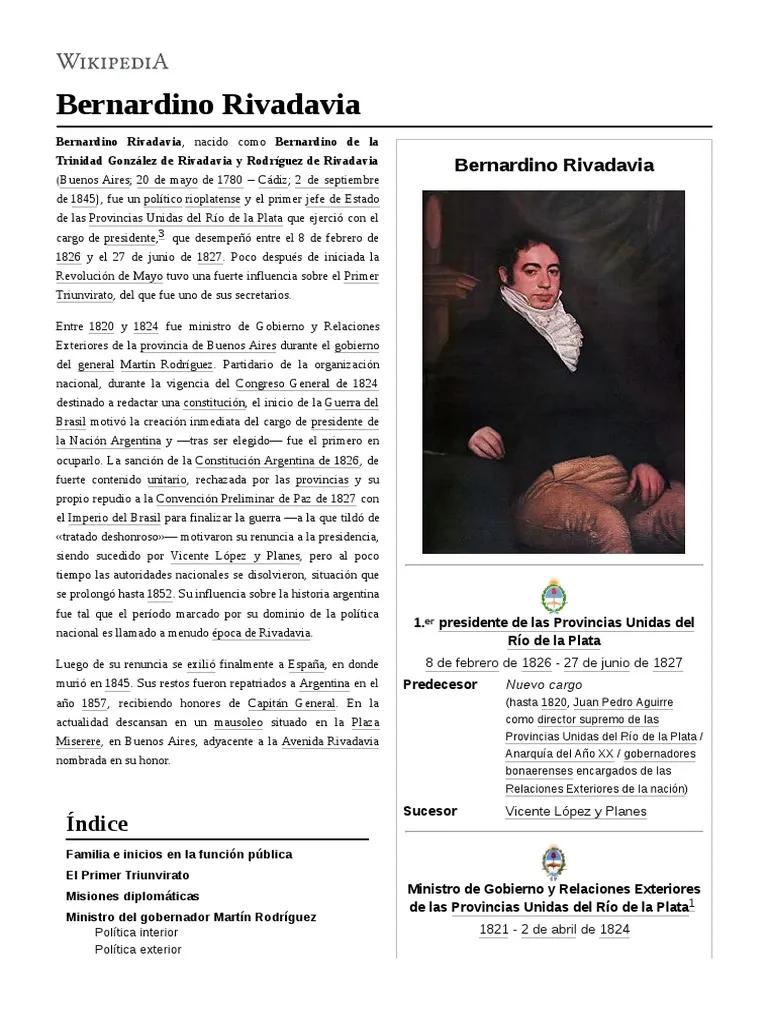 presidencia de bernardino rivadavia resumen - Cuáles fueron las medidas tomadas por Bernardino Rivadavia