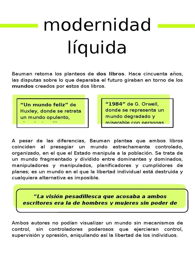 bauman modernidad liquida resumen - Cuáles son las 5 ideas centrales de Bauman
