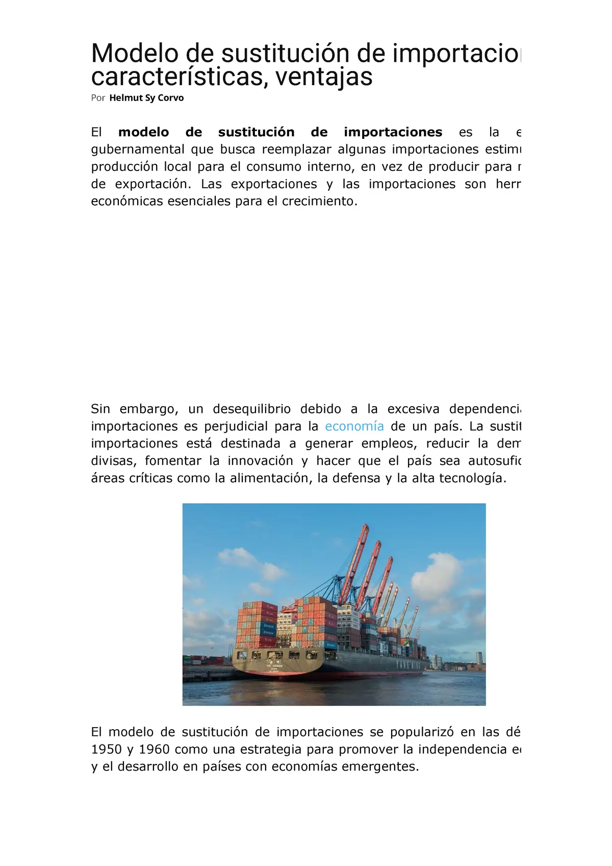 sustitucion de importaciones resumen - Cuáles son las características del modelo de sustitución de importaciones