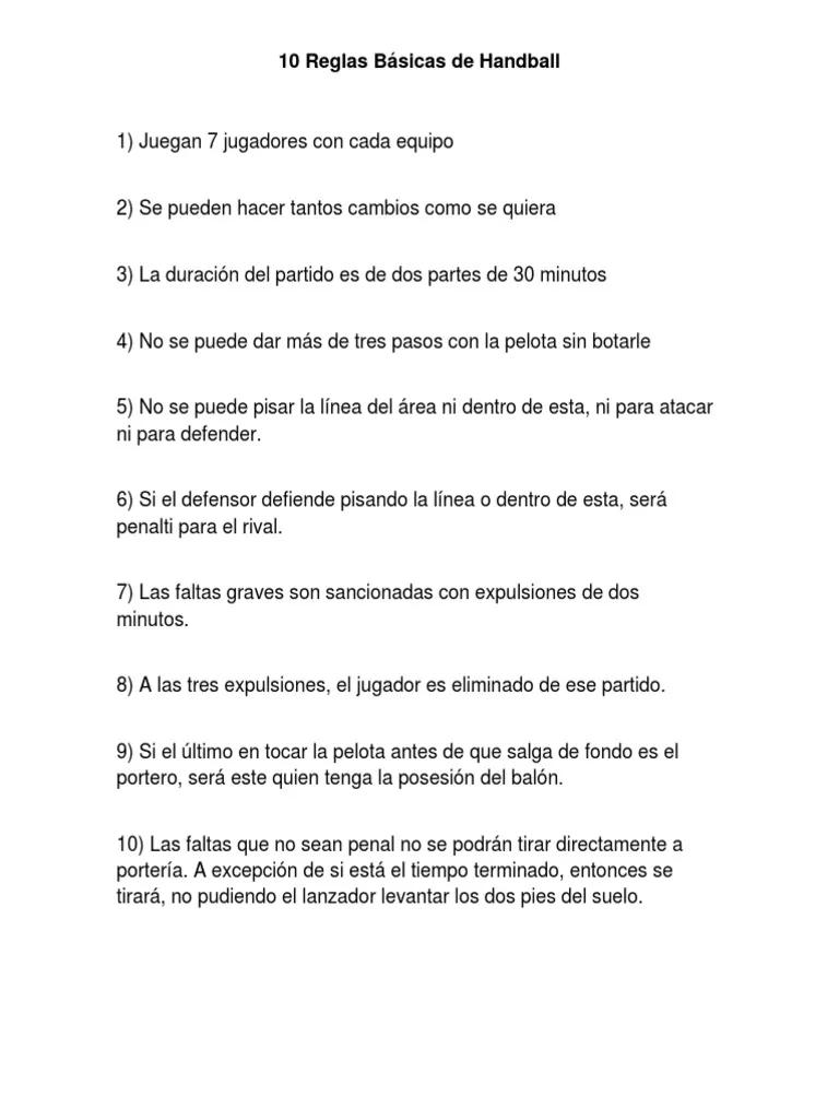 reglamento del balonmano resumen - Cuáles son los fundamentos básicos del balonmano