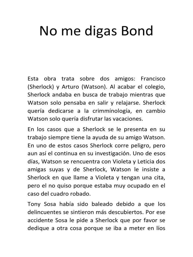 resumen de no me digas bond - Cuántas páginas tiene no me digas Bond