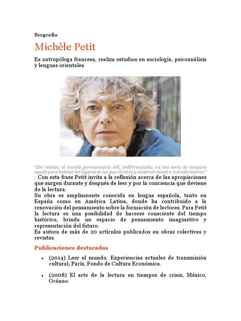 para que sirve leer michele petit resumen - Qué dice Michel Petit sobre la lectura