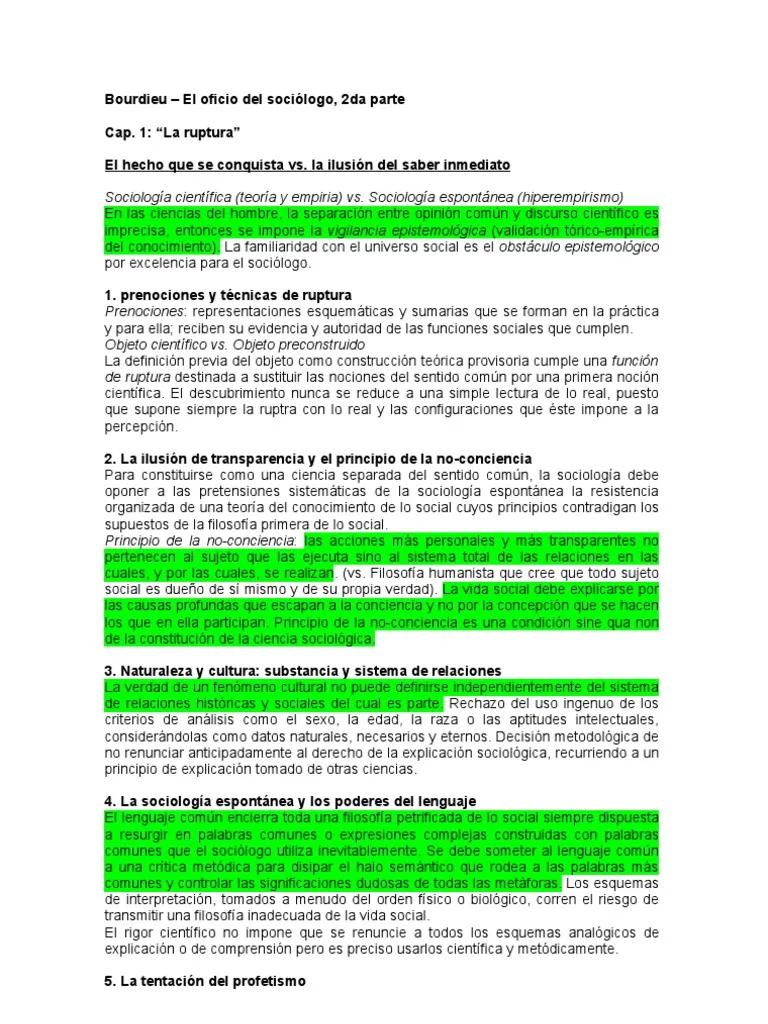 la ruptura bourdieu resumen - Qué es la ruptura Para Bourdieu