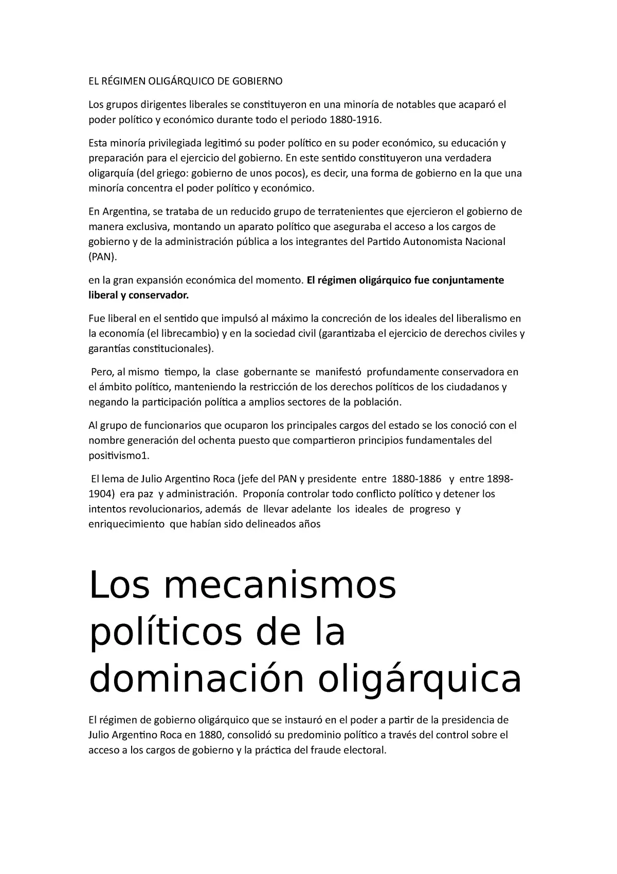 oligarquia argentina resumen - Qué fue la oligarquía