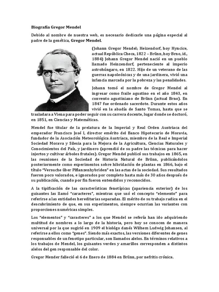Biografía De Gregor Mendel Padre De La Genética En Pocas Palabras