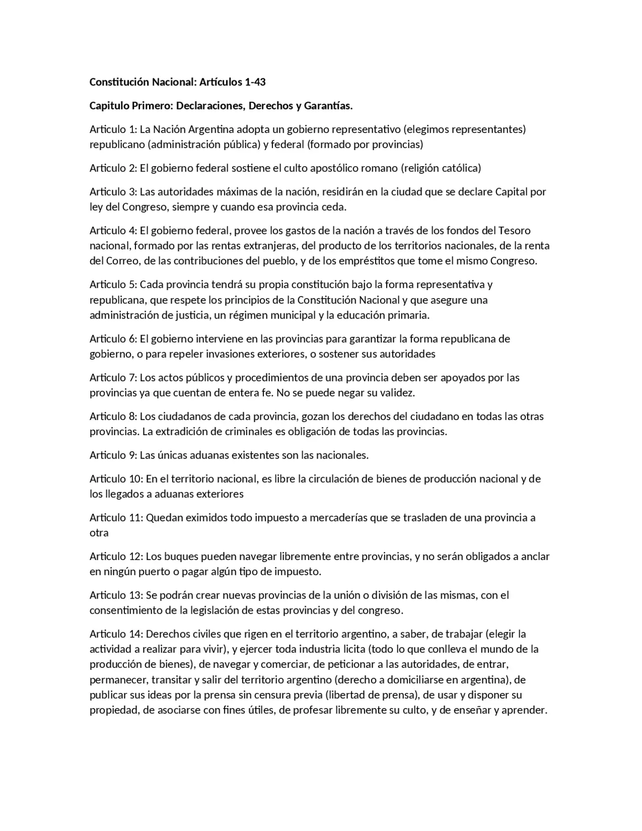 constitucion nacional resumen de los articulos - Qué quiere decir el artículo 4 de la Constitución Nacional Argentina