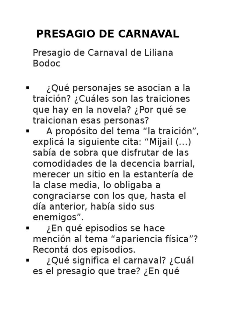 presagio de carnaval resumen rincon del vago - Qué tipo de texto es Presagio de carnaval