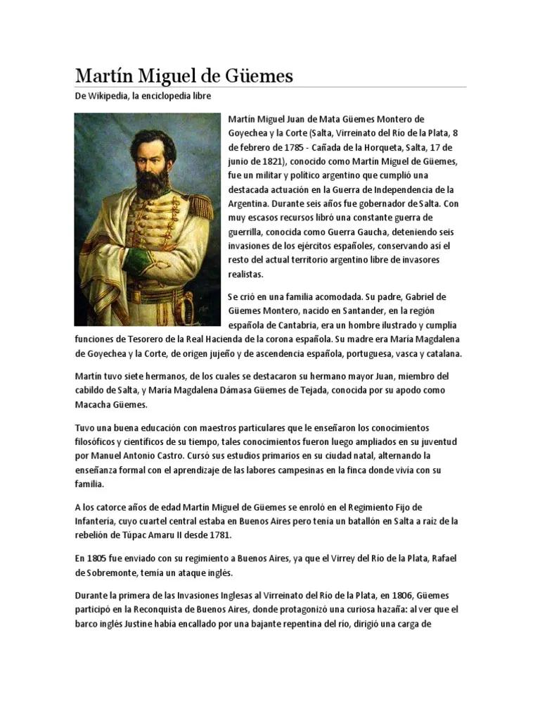 martin miguel guemes biografia resumida - Quién le disparo a Martín Miguel de Güemes